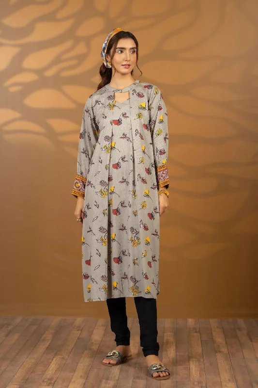 Grey Printed Readymade Kurta Lace floral dresses