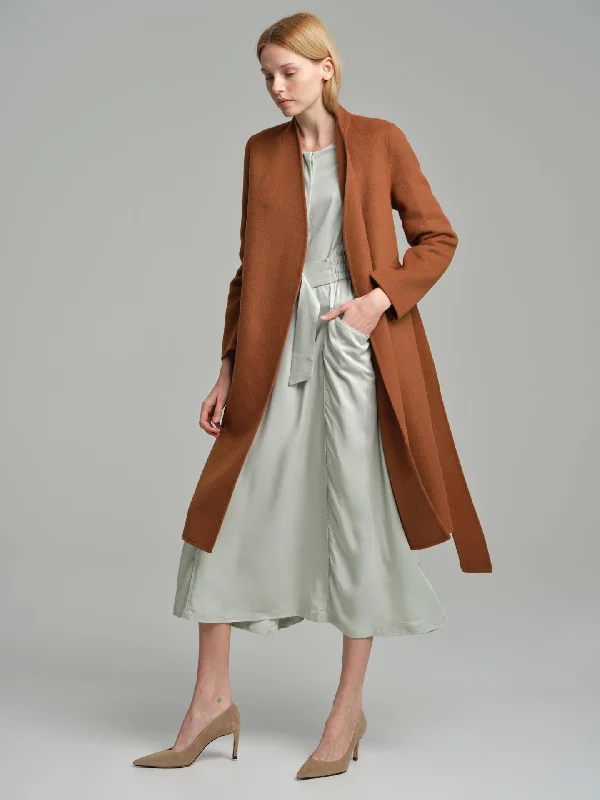 Handmade belted wool coat Color block unclassified dresses