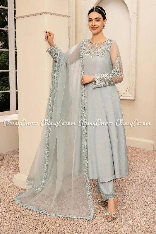 Ice Blue Khaddi Silk Readymade Salwar Kameez Wedding guest unclassified dresses