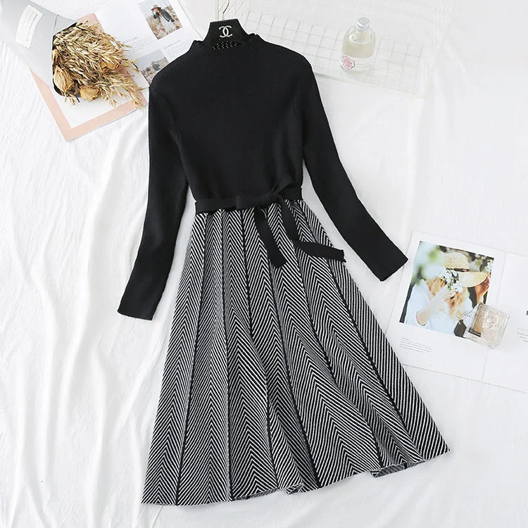 Knitted dress women's inner small fragrant wool dress  2149 Off-shoulder unclassified dresses