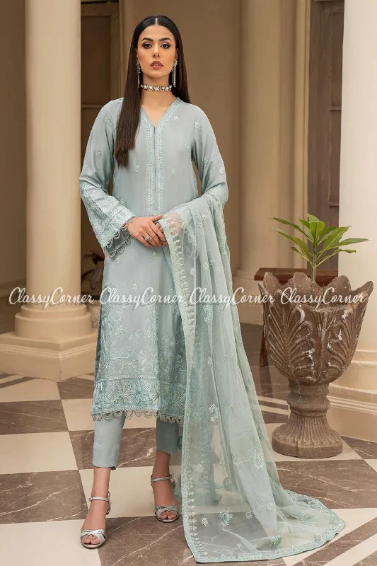 Light Blue Pakistani Formal Wear Salwar Kameez Open-back unclassified dresses