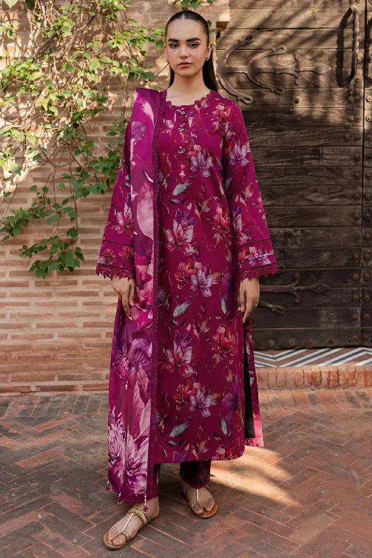 Magenta Floral Khadar 3PC Suit Linen floral dresses