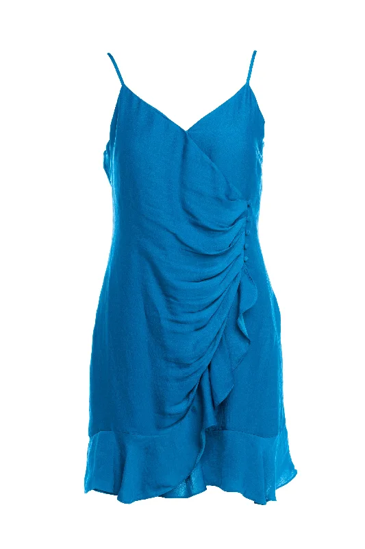 Marlin Blue Faux Wrap Dress Fall unclassified dresses