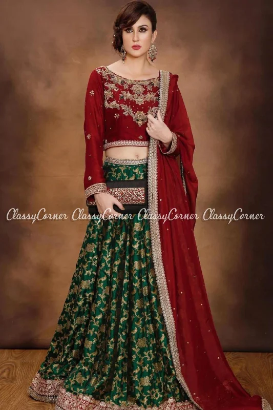 Maroon Golden Silk Embroidered Pakistani Lehenga Choli Knitted unclassified dresses