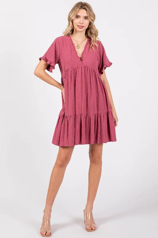 Mauve Ruffle Hem Dress Wedding guest unclassified dresses