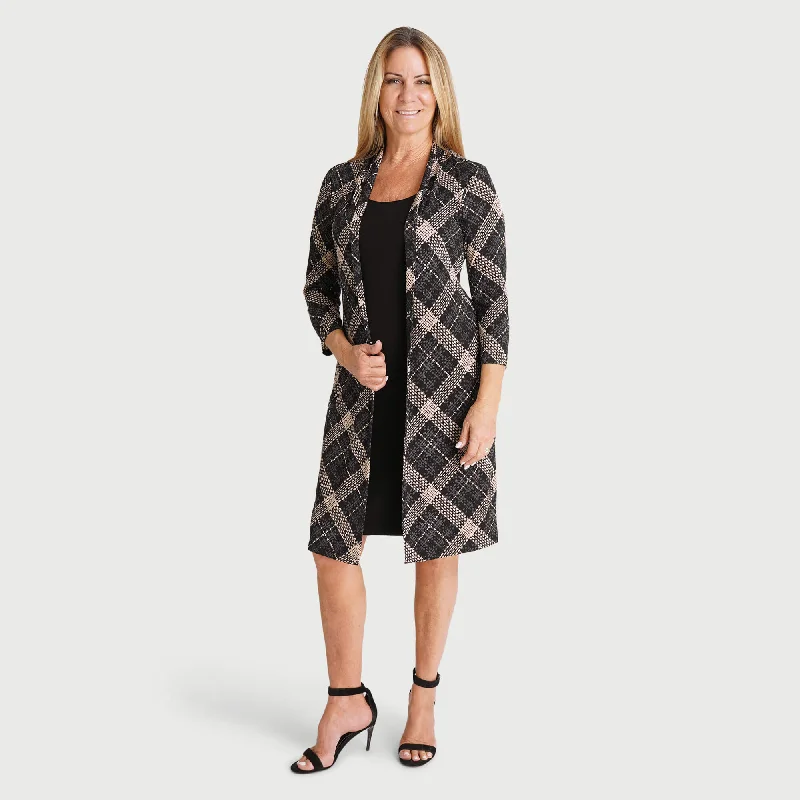 Monica Camel Plaid Jacket Dress Velvet unclassified dresses