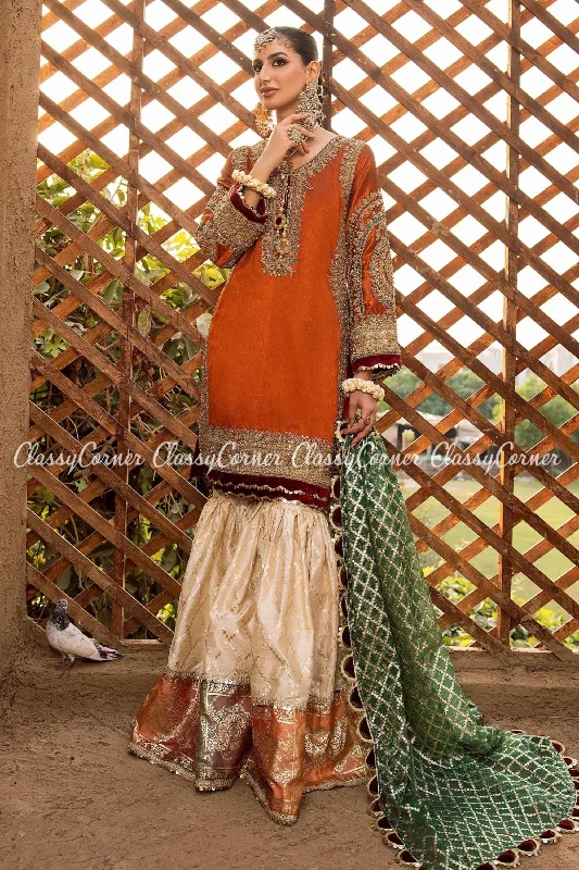 Multicolor Pakistani Bridal Wear Gharara Fashionable unclassified dresses