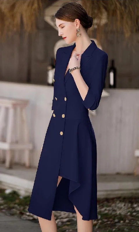 Navy Asymmetrical Tunic Blazer Dress Beaded unclassified dresses