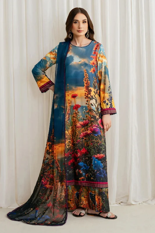 Pakistani Printed Silk Suit Anniversary floral dresses