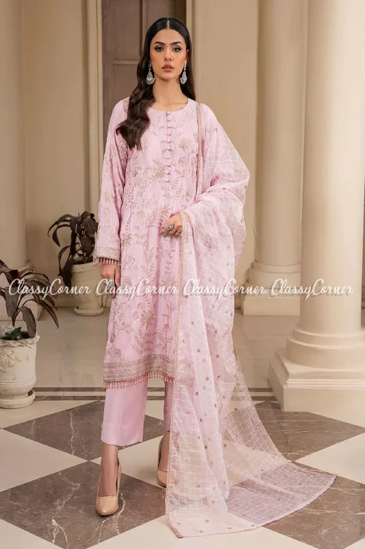 Pakistani Tea Pink Silk Salwar Kameez Long unclassified dresses