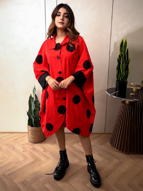 Polka Dot Red Oversized Dress Chic unclassified dresses