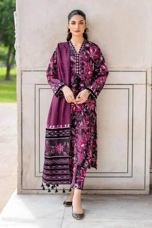 Purple Black Printed Viscose Suit Cute floral print summer dresses