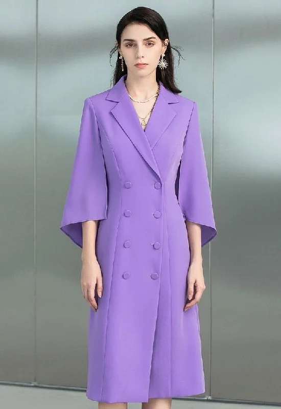 Royal Amethyst Flutter Sleeve Coat Dress Monochrome unclassified dresses