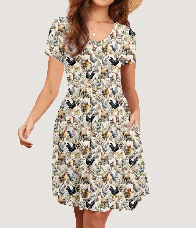 Cottage Chickens Pocket Dress (ready to ship) Vacation unclassified dresses