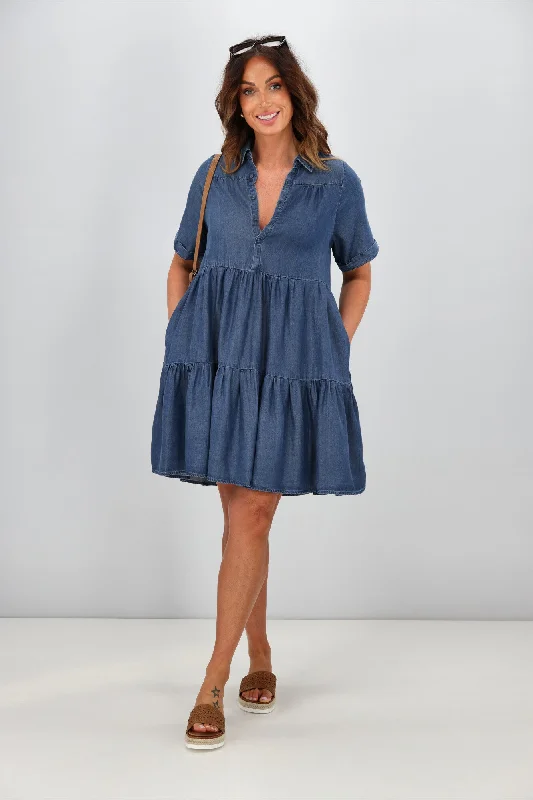 Sass Danielle Dress Dark Wash Comfortable unclassified dresses