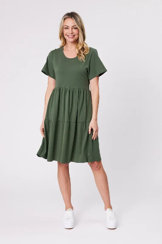 Shine On Essentials Empire Line Dress Khaki Lightweight unclassified dresses