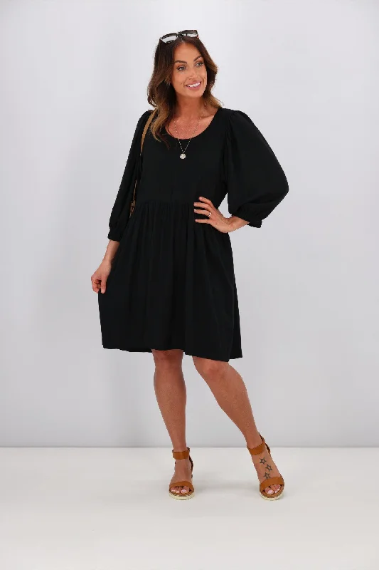 Shine On Label Blanchet Gathered Sleeve Dress Black Sequin unclassified dresses