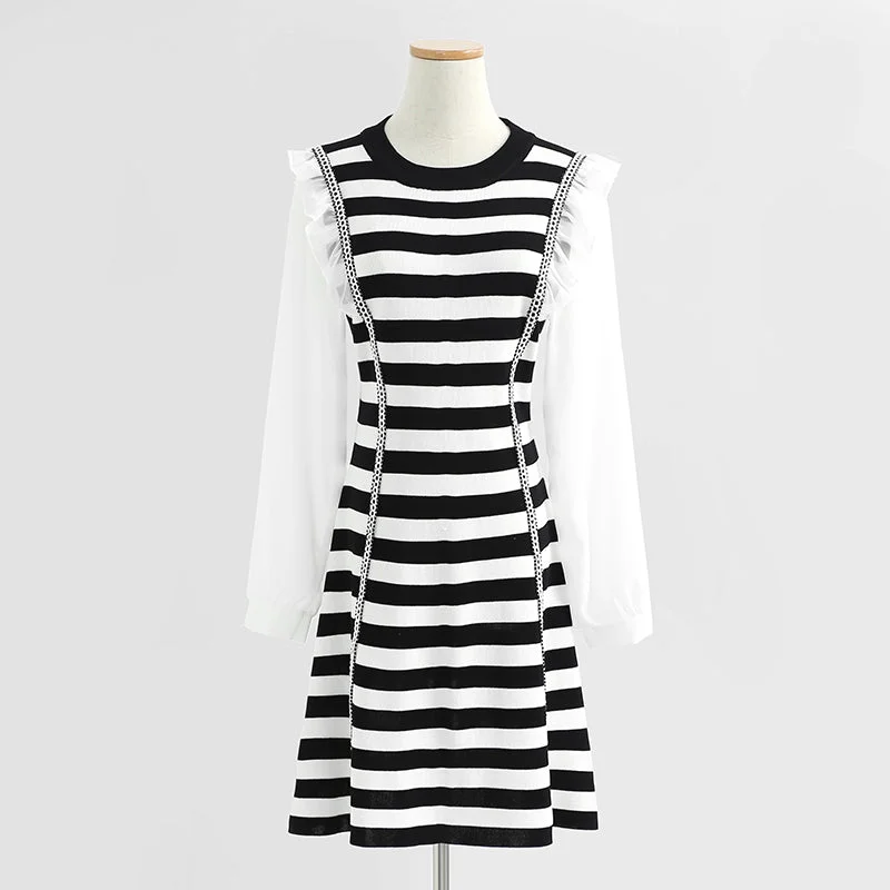 Slim striped knitted dress  2423 Backless unclassified dresses