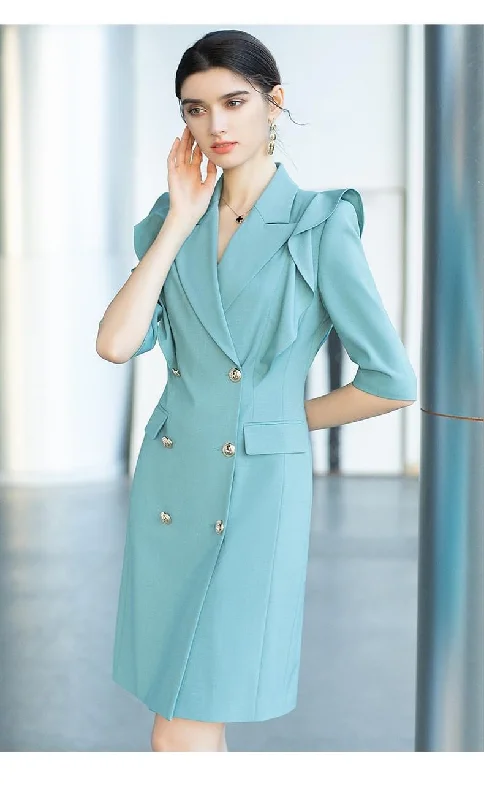 Sophisticated Teal Blue Tailored Dress Short unclassified dresses