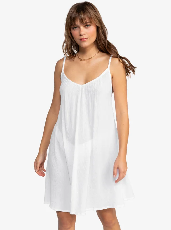 Spring Adventure Solid Dress - Bright White Backless unclassified dresses