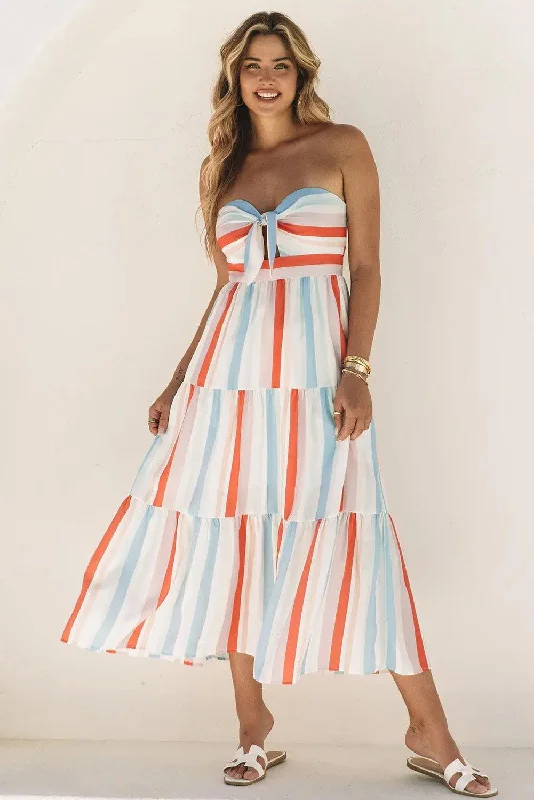 Striped Strapless Sweetheart Neck Dress Sexy unclassified dresses