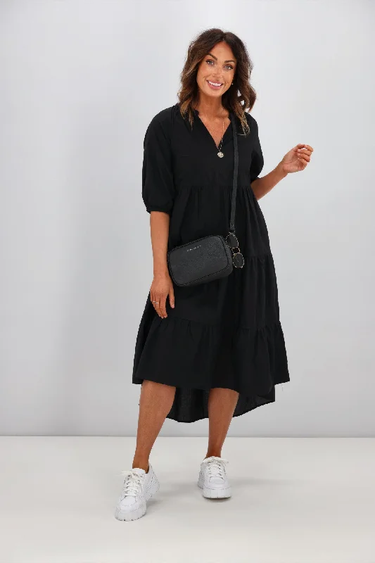 Sunday Boho Harlow Hi Low Dress Black Silk unclassified dresses