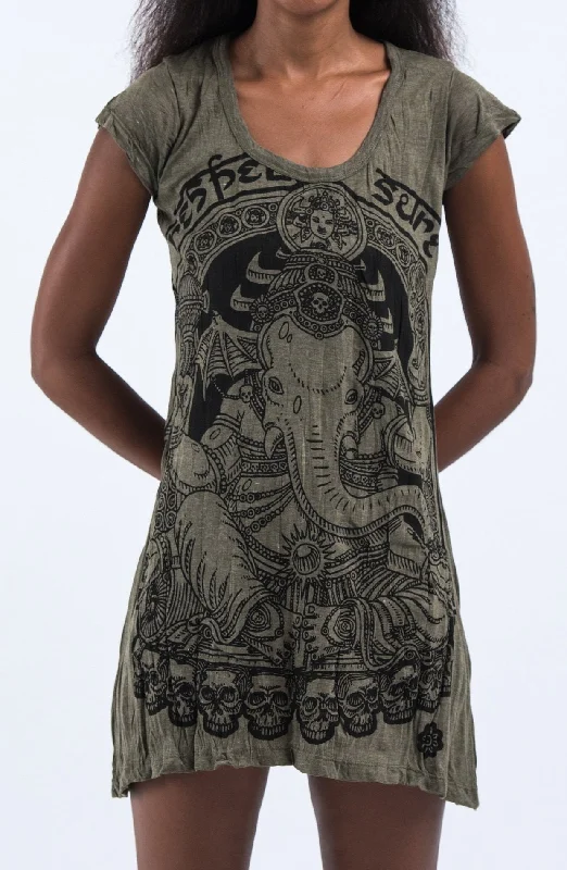 Sure Design Women's Batman Ganesh Dress Green Silk unclassified dresses