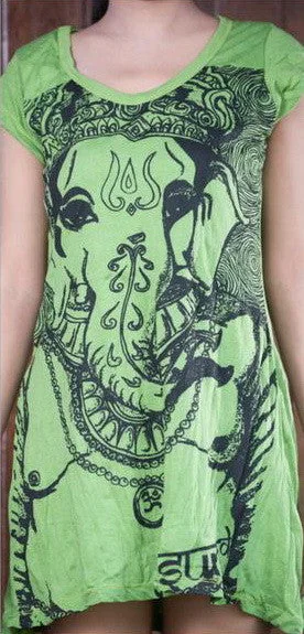 Sure Design Women's Big Face Ganesh Dress Lime Ruched unclassified dresses