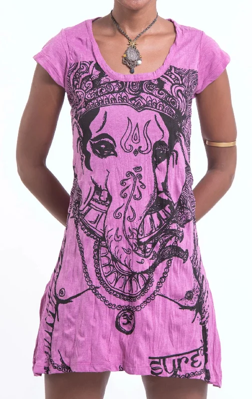 Sure Design Women's Big Face Ganesh Dress Pink Tiered unclassified dresses