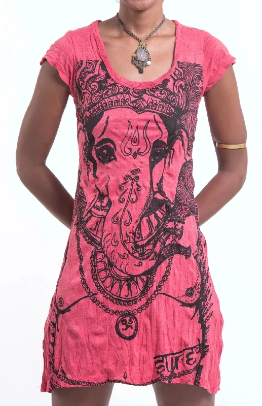 Sure Design Women's Big Face Ganesh Dress Red Office unclassified dresses