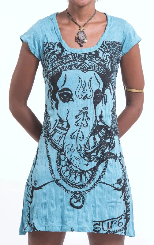 Sure Design Women's Big Face Ganesh Dress Turquoise Fall unclassified dresses