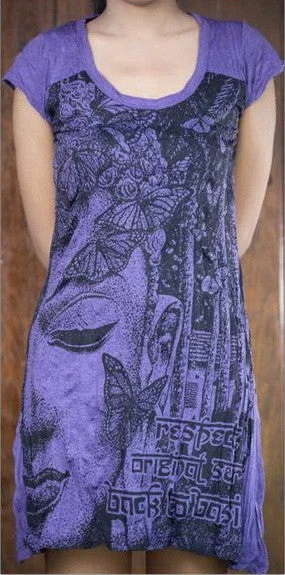 Sure Design Women's Butterfly Buddha Dress Purple Vintage unclassified dresses