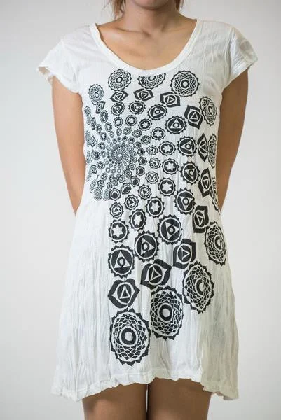 Sure Design Women's Chakra Fractal Dress White Trendy unclassified dresses