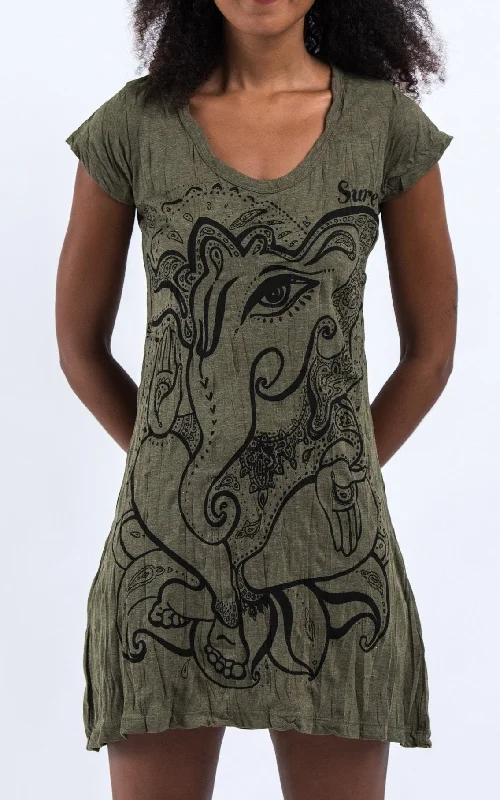 Sure Design Women's Cute Ganesha Dress Green Lounge unclassified dresses