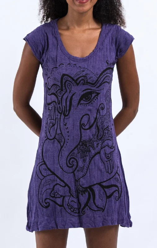 Sure Design Women's Cute Ganesha Dress Purple Winter unclassified dresses