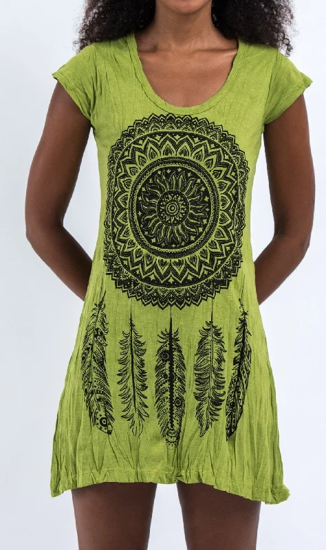 Sure Design Women's Dreamcatcher Dress Lime Boho unclassified dresses