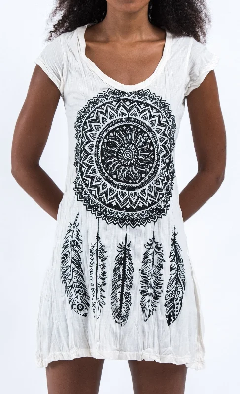 Sure Design Women's Dreamcatcher Dress White Earthy tone unclassified dresses