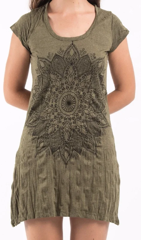 Sure Design Women's Lotus Mandala Dress Green Graduation unclassified dresses