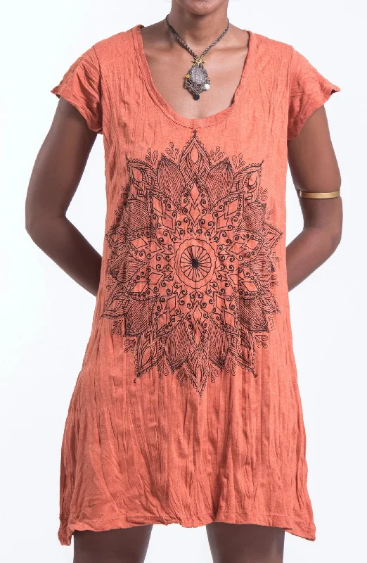 Sure Design Women's Lotus Mandala Dress Orange Boho unclassified dresses