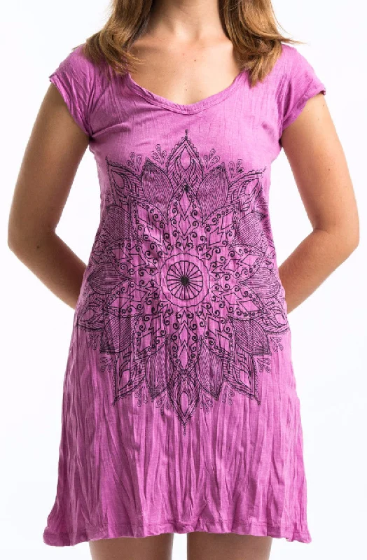 Sure Design Women's Lotus Mandala Dress Pink Soft fabric unclassified dresses