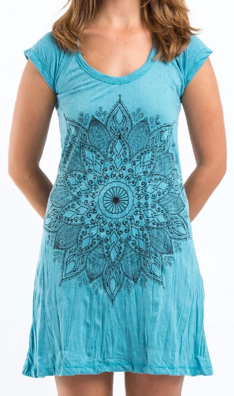 Sure Design Women's Lotus Mandala Dress Turquoise Open-back unclassified dresses