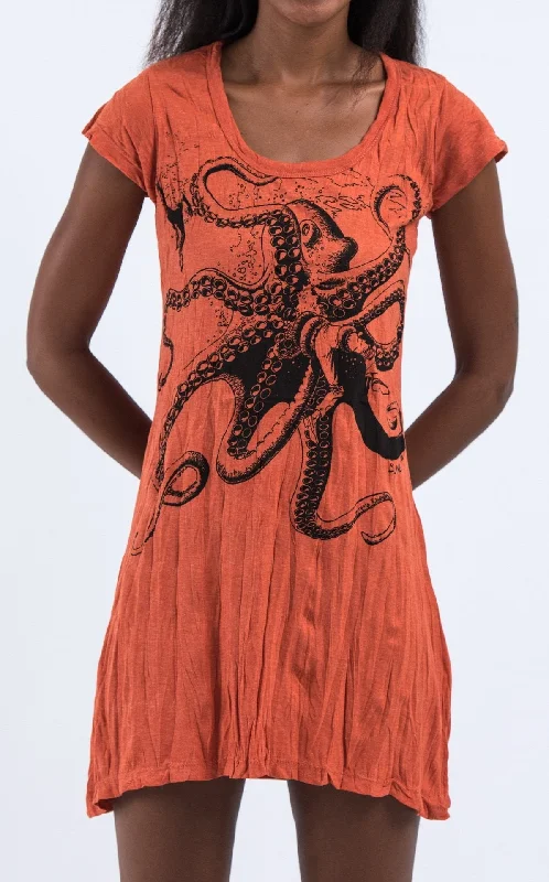 Sure Design Women's Octopus Dress Orange Stretchy unclassified dresses