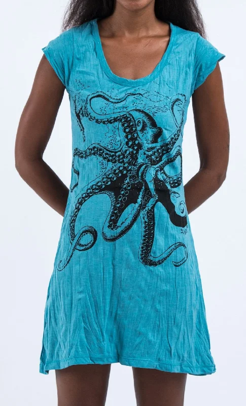 Sure Design Women's Octopus Dress Turquoise Gothic unclassified dresses