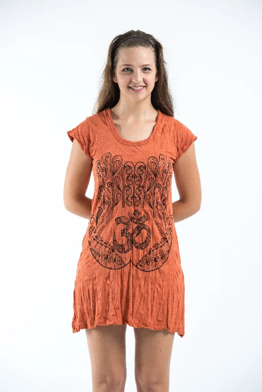 Sure Design Women's Ohm hands Dress Orange Vintage unclassified dresses