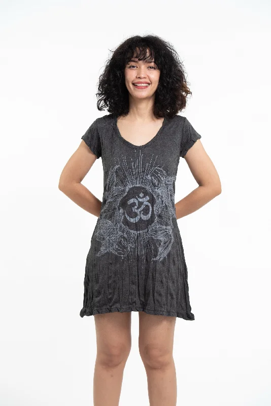 Sure Design Women's Om and Koi Fish Dress Silver on Black Beaded unclassified dresses