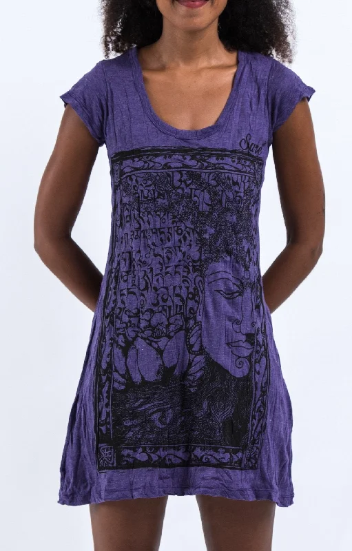 Sure Design Women's Sanskrit Buddha Dress Purple Summer unclassified dresses