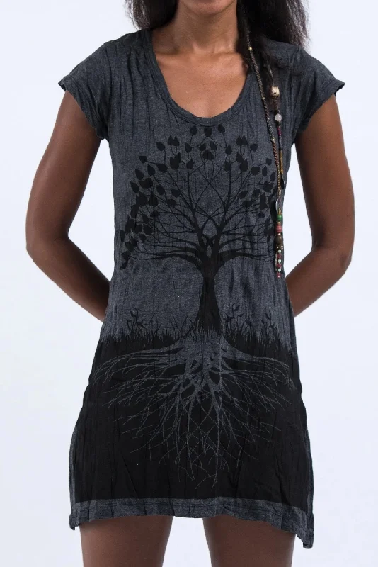 Sure Design Women's Tree of Life Dress Black A-line unclassified dresses