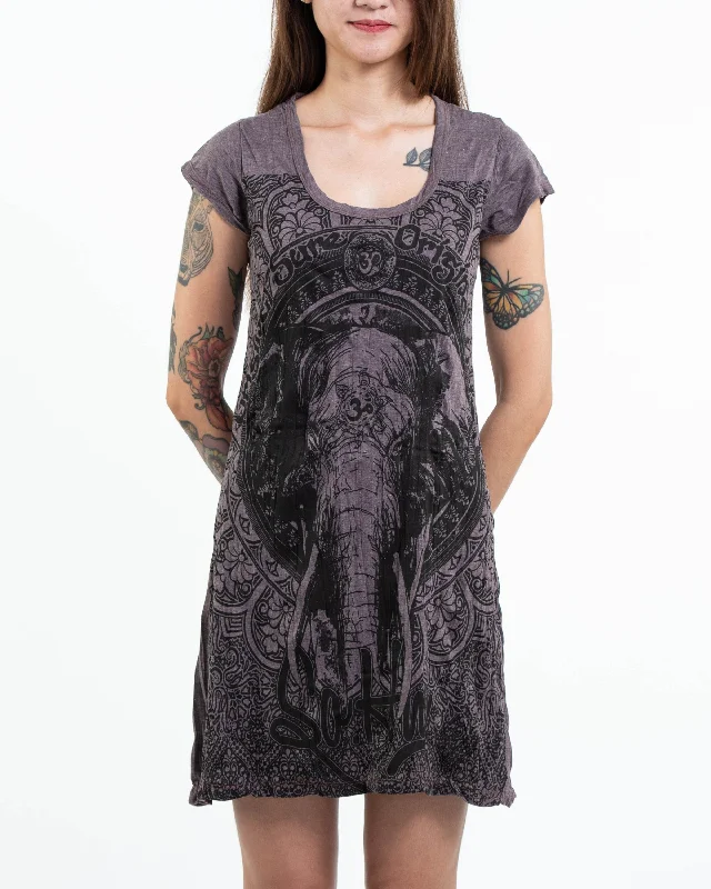 Sure Design Women's Wild Elephant Dress Brown Unique unclassified dresses