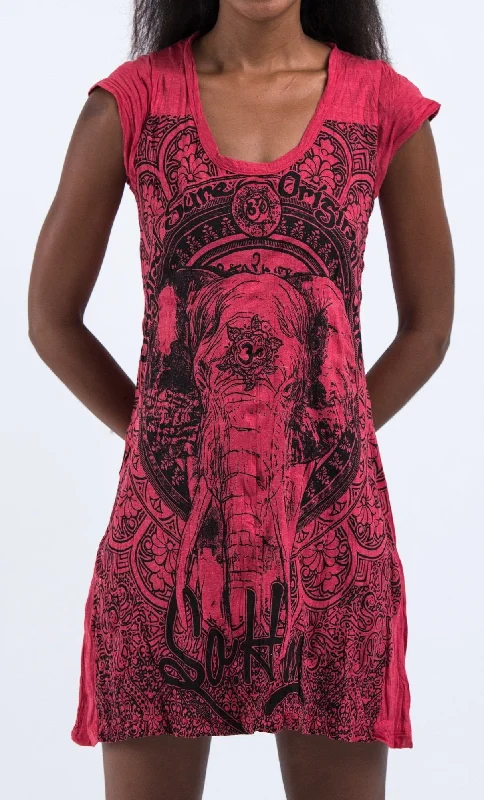 Sure Design Women's Wild Elephant Dress Red Best-selling unclassified dresses