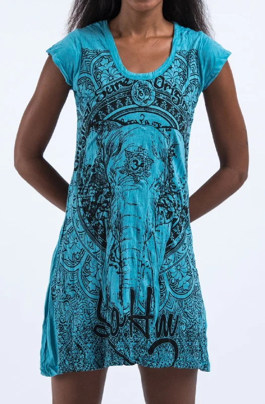 Sure Design Women's Wild Elephant Dress Turquoise Club unclassified dresses